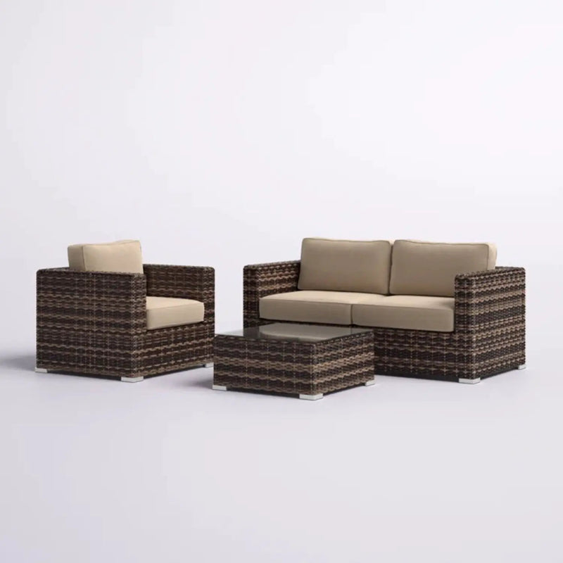 Modern Style Hdpe Wicker Seating Group With Cushions For 3 People In Brown Finish by HouseOfZazla