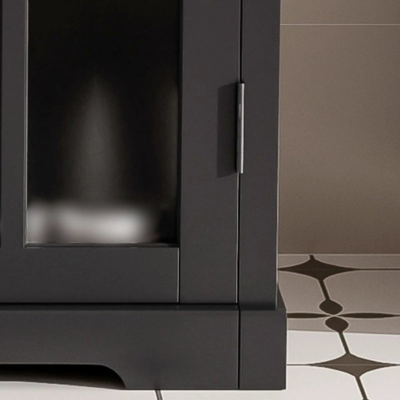 Modern Bathroom Vanity With Ceramic Sink, Tempered Blurred Glass Doors by HouseOfZazla