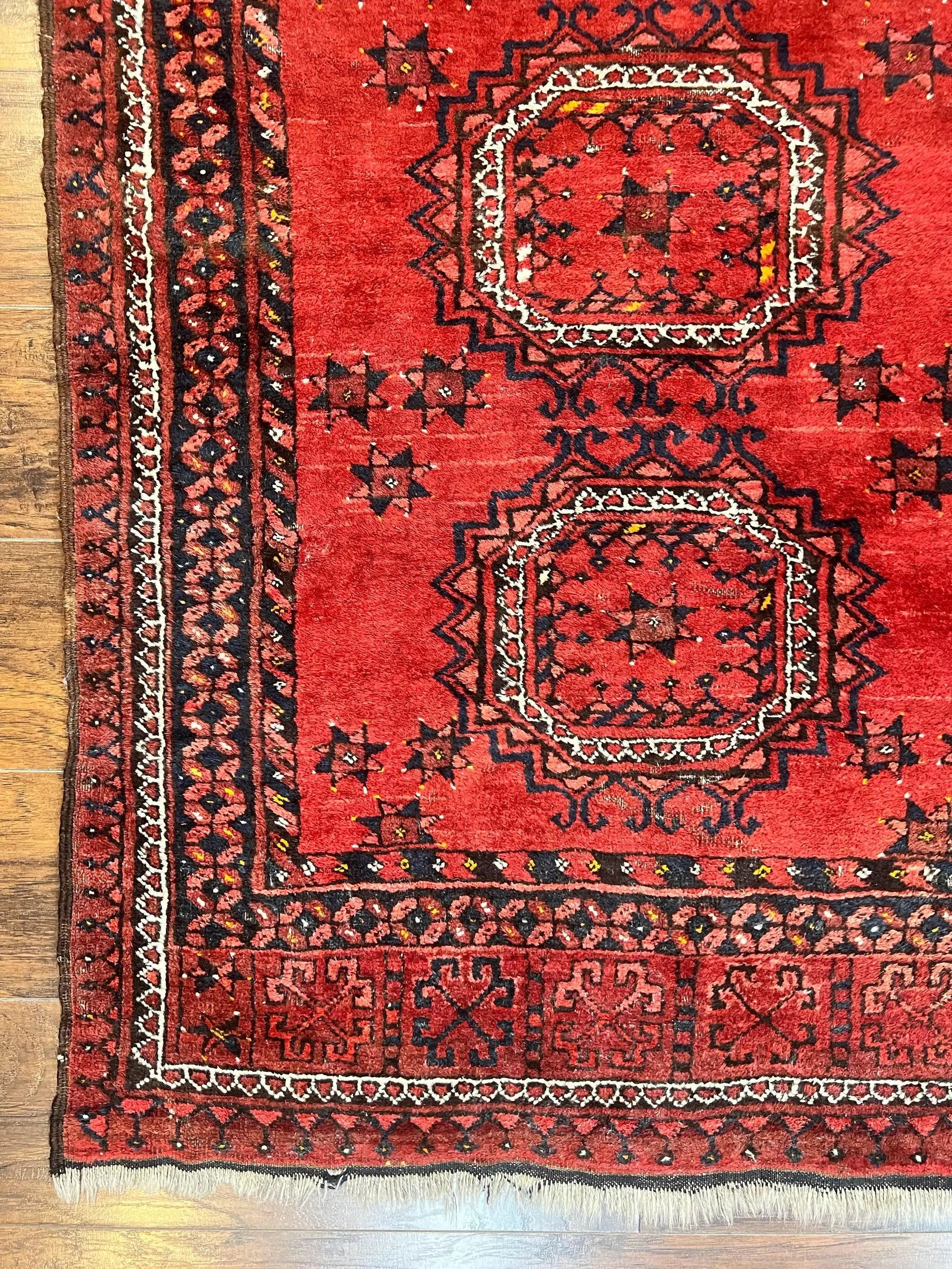 Afghan Rug 3x6, Semi Antique Vintage Oriental Carpet, Wool Handmade Red Rug, Tribal Rug, Afghan Beshir Rug by Jewel Rugs