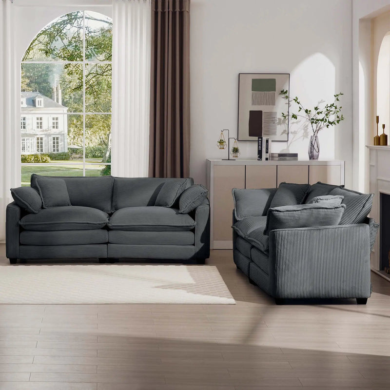 Elegant Oversized Sectional Sofa Set With Deep Seats And Flexible Layout by HouseOfZazla