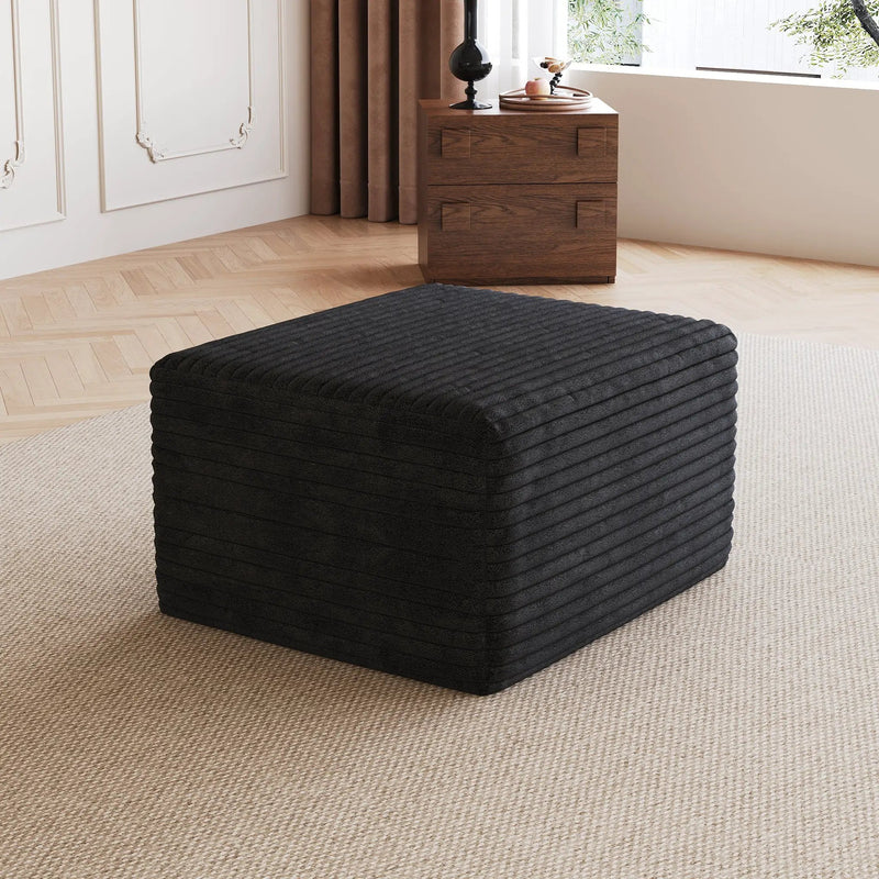 Black Plush Corduroy Sofa Ottoman - No Assembly Required by HouseOfZazla