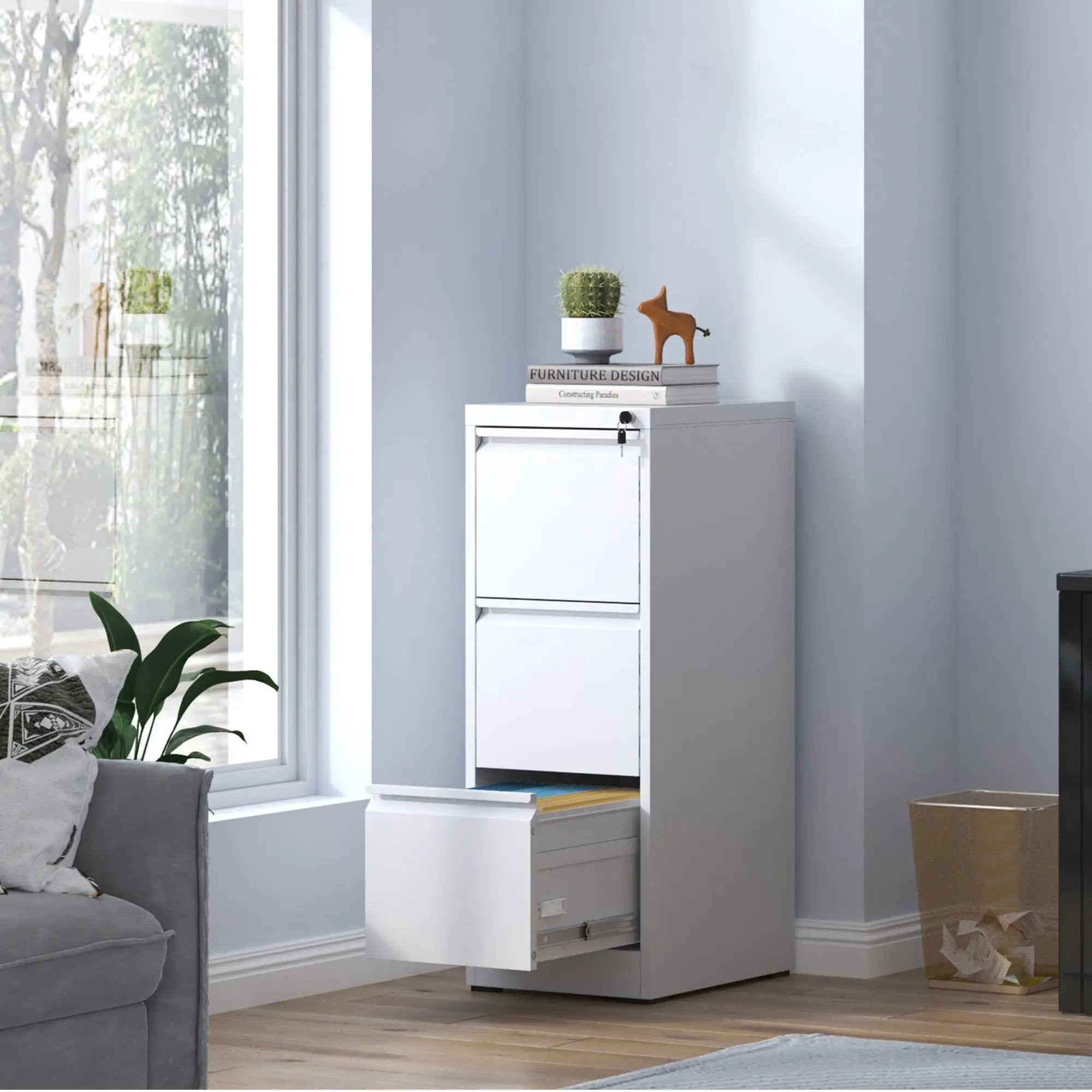 Steel Drawer Vertical File Cabinet With Lock For A4 Legal / Letter Size by Unique Piece Furniture