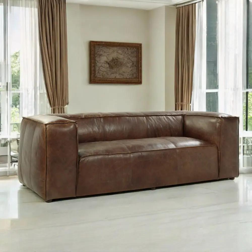 Brancaster - Sofa - Retro Brown Top Grain Leather by Unique Piece Furniture