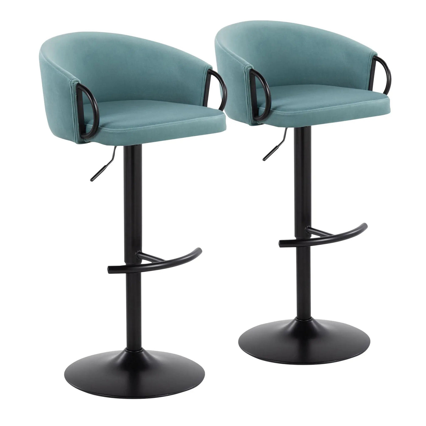 Claire - Contemporary Adjustable Barstool With Swivel With Rounded T Footrest (Set of 2) by HouseOfZazla