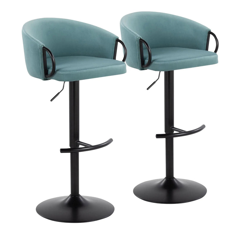 Claire - Contemporary Adjustable Barstool With Swivel With Rounded T Footrest (Set of 2) by HouseOfZazla