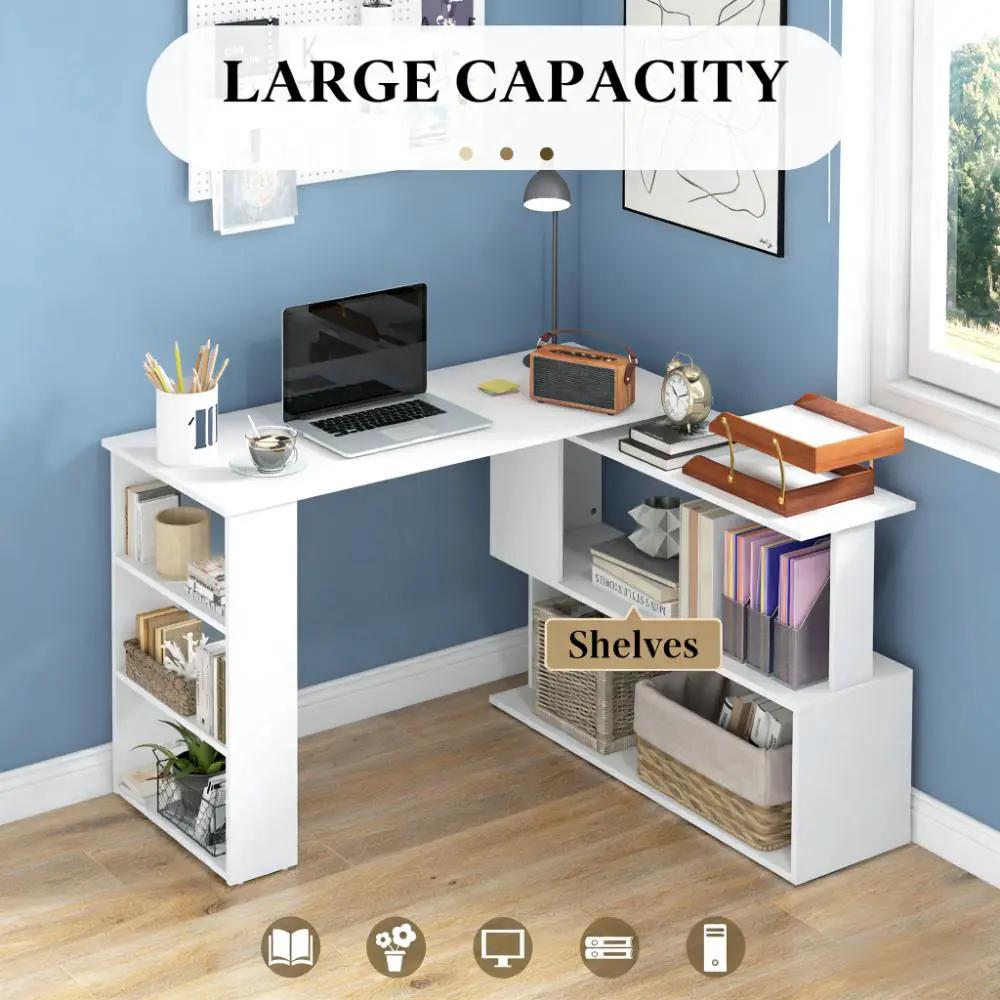 Writing Table Workstation: L Shaped Corner Computer Desk by HouseOfZazla