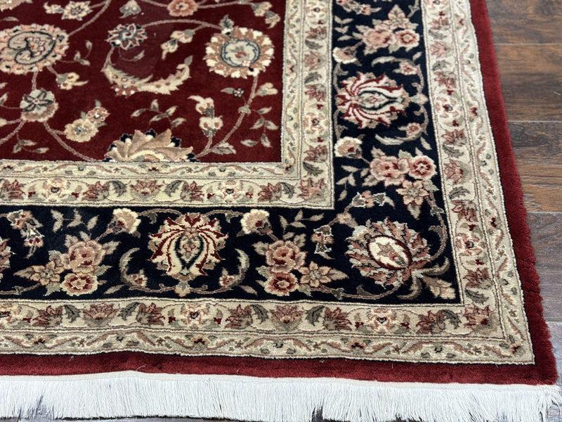 Maroon Persian Area Rug 8x10, Floral Allover, Pak Persian, Wool and Silk Highlights, Traditional Oriental Carpet by Jewel Rugs