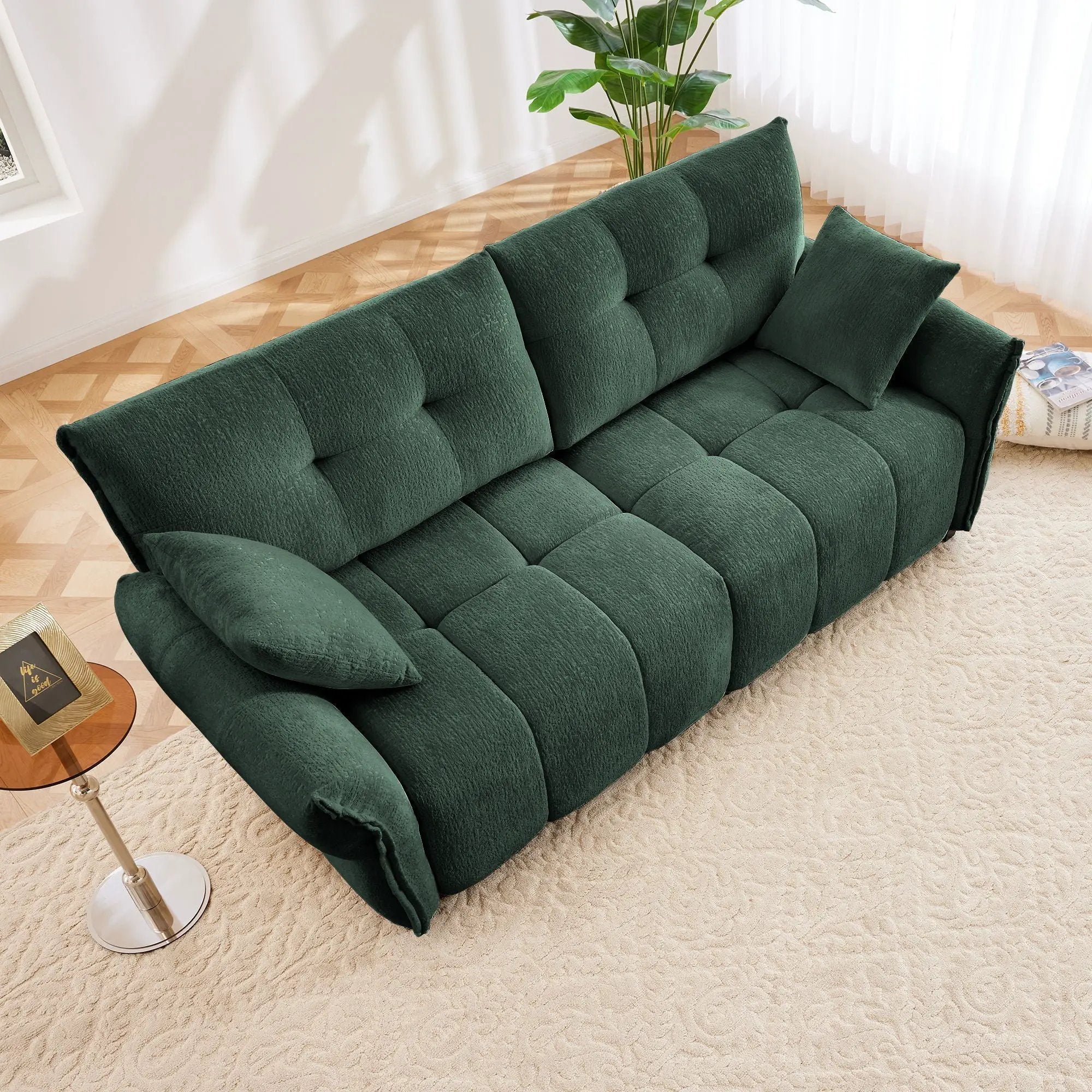 Modern Sofa & Pillows, Textured Cover, High Rebound Cushions by HouseOfZazla