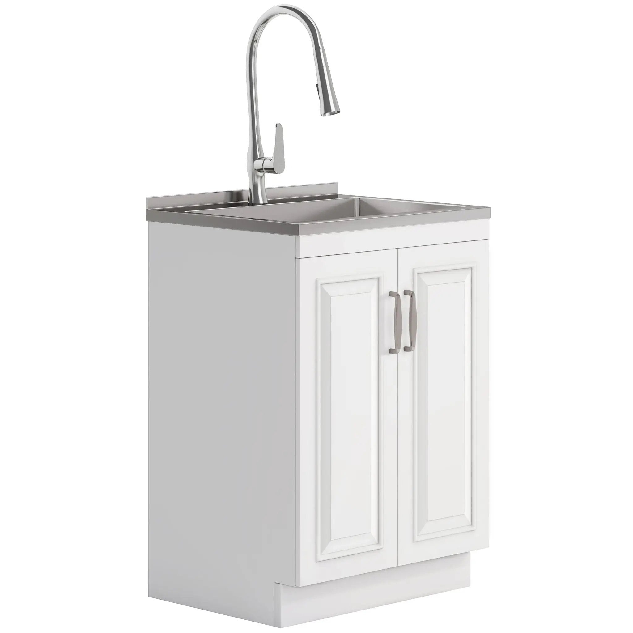 Darwin - Deluxe Laundry Cabinet With Pull-Out Faucet And Stainless Steel Sink by HouseOfZazla