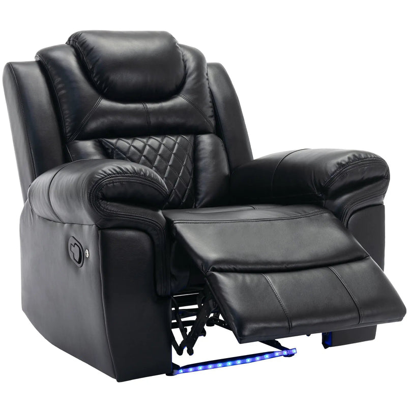 Home Theater Seating Manual Recliner Chair, Led Light Strip For Living Room - Black by HouseOfZazla