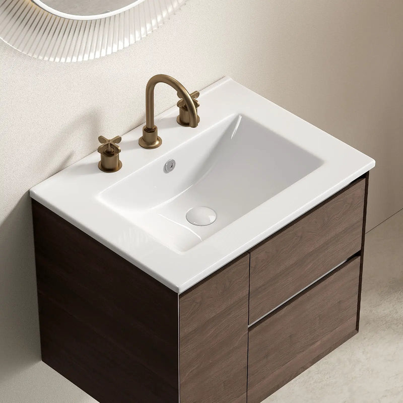 Vessel Sink With 3 Holes, Oval Design For Bathroom - Milk White by HouseOfZazla