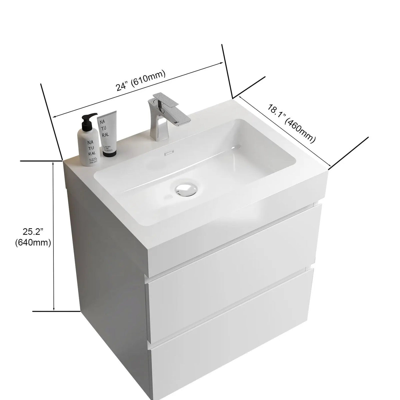 Alice - Bathroom Vanity With Large Storage, Sink Wall Mounted Floating Bathroom Vanity For Modern Bathroom, One-Piece Sink Basin Without Drain And Faucet by HouseOfZazla