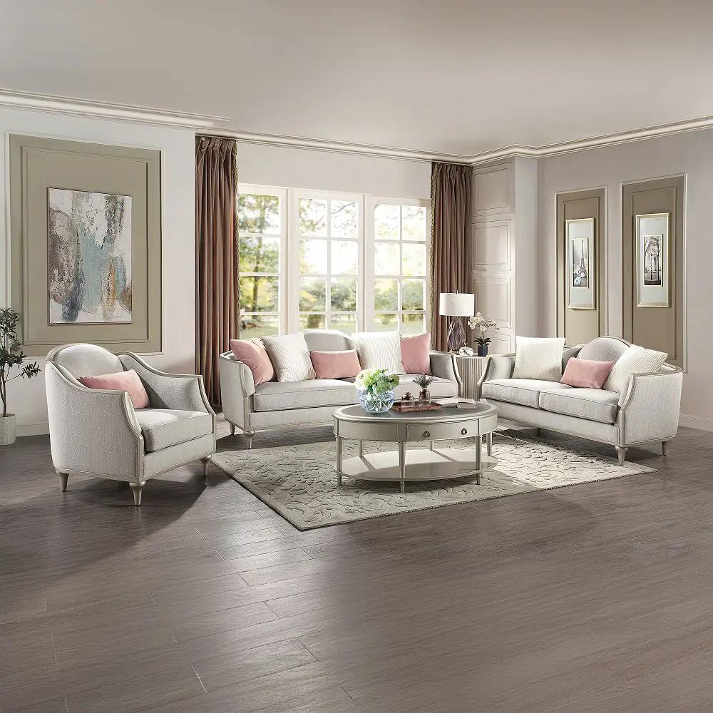 Kasa - Loveseat With 3 Pillows - Beige Linen & Champagne by Unique Piece Furniture