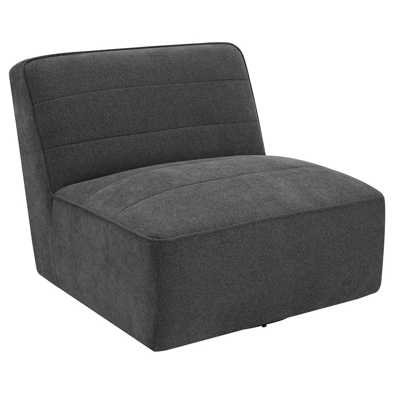 Manhattan - Swivel Tufted Chair Armless Accent Chair, 360 Degree Swivel Base - Charcoal by HouseOfZazla