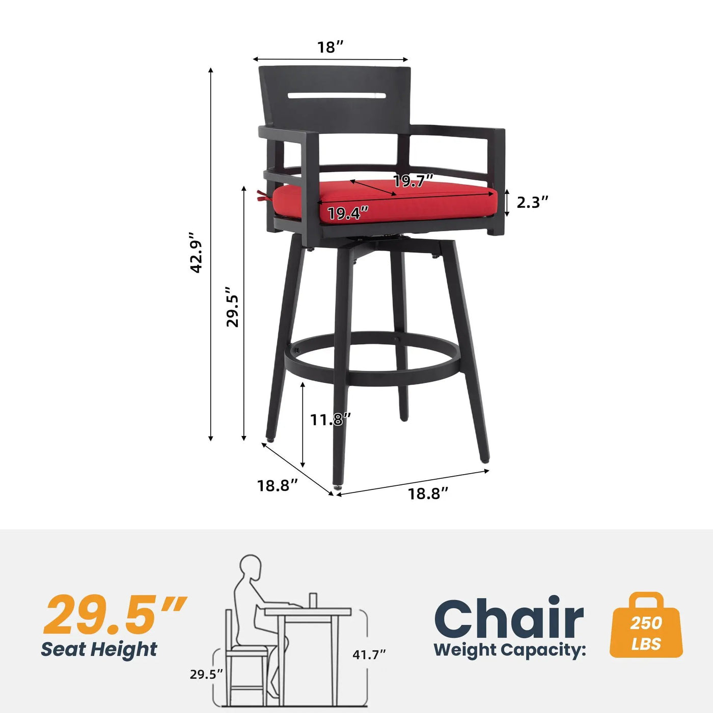 Outdoor Swivel Bar Chairs, 360 Degree Rotation, Ergonomic Backrest (Set of 2) by HouseOfZazla