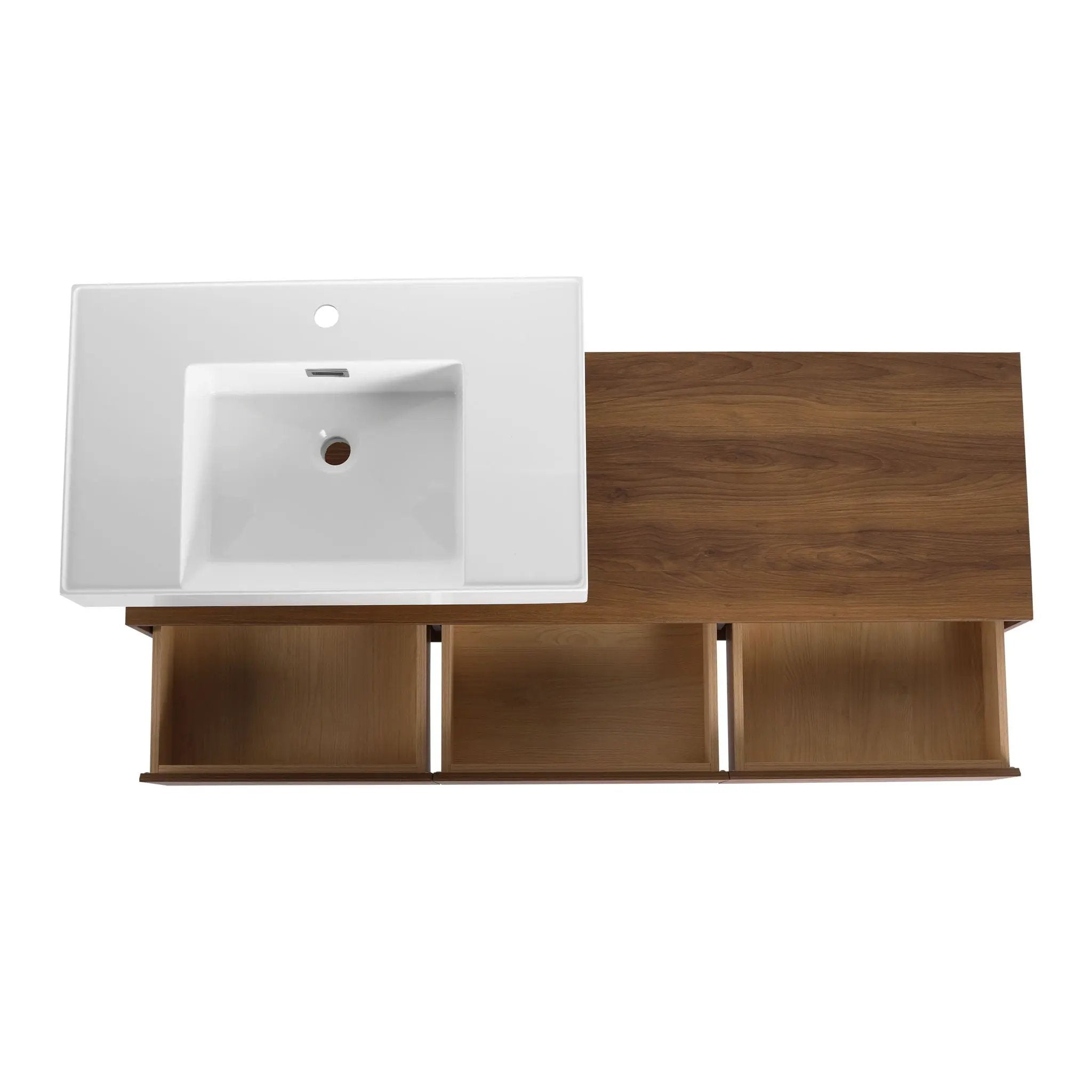 Modern Wall Mounted Bathroom Vanity With Resin Sink And Side Cabinet - Brown Ebony by HouseOfZazla