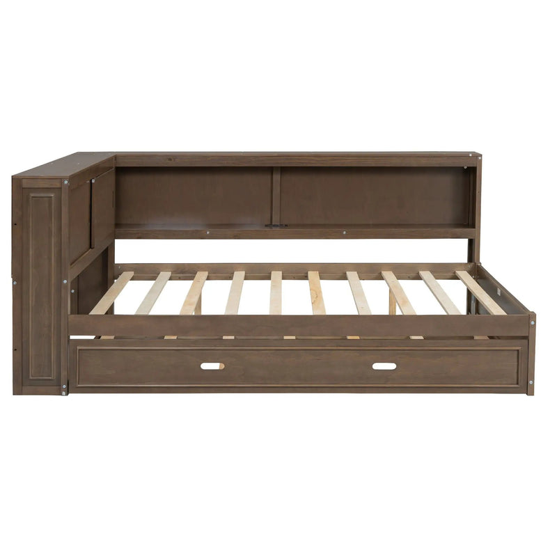 Daybed With Storage Shelves, LED, USB, And Trundle by HouseOfZazla