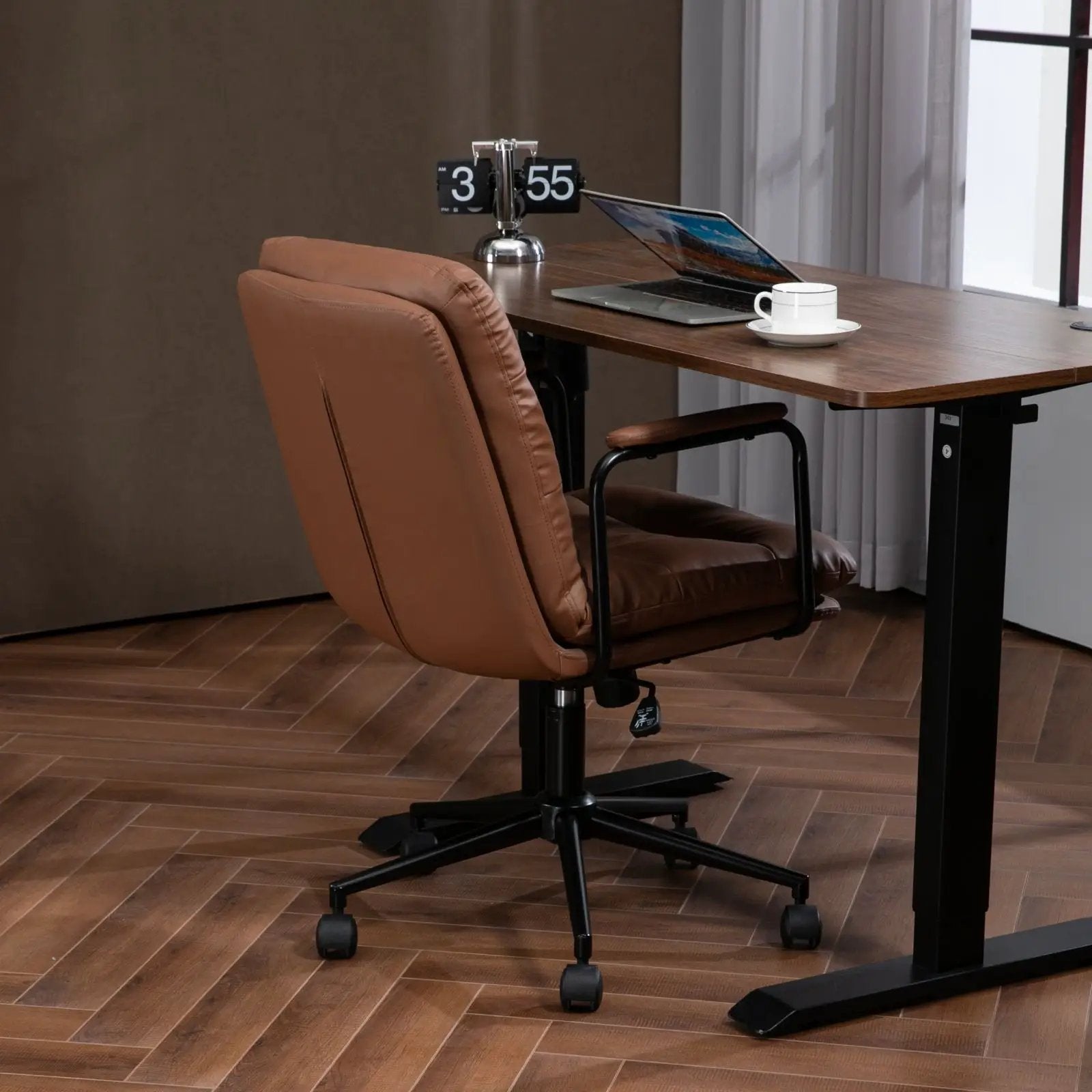 Office Chair, Mid Back Home Office Desk Task Chair With Wheels And Arms Ergonomic Computer Rolling Swivel Chair With Padded Armrest by HouseOfZazla