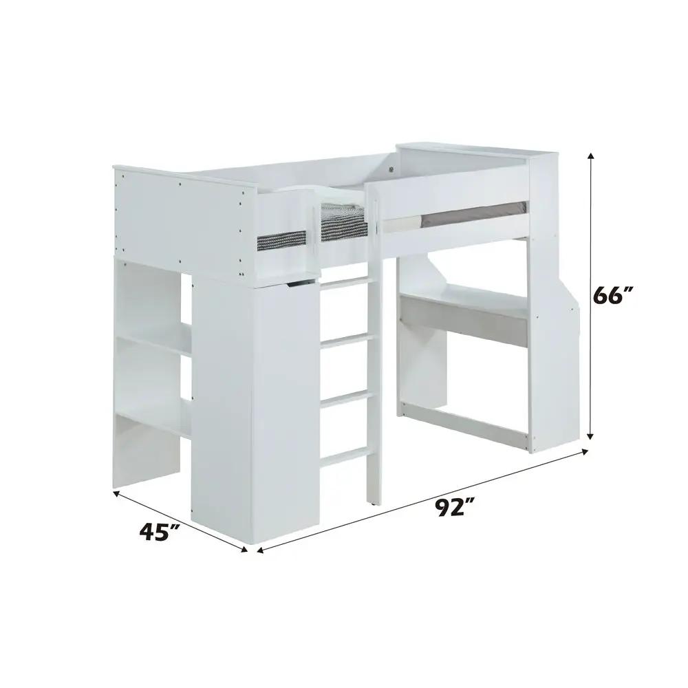 Ragna - Twin Loft Bed With Desk & Wardrobe - White by Unique Piece Furniture