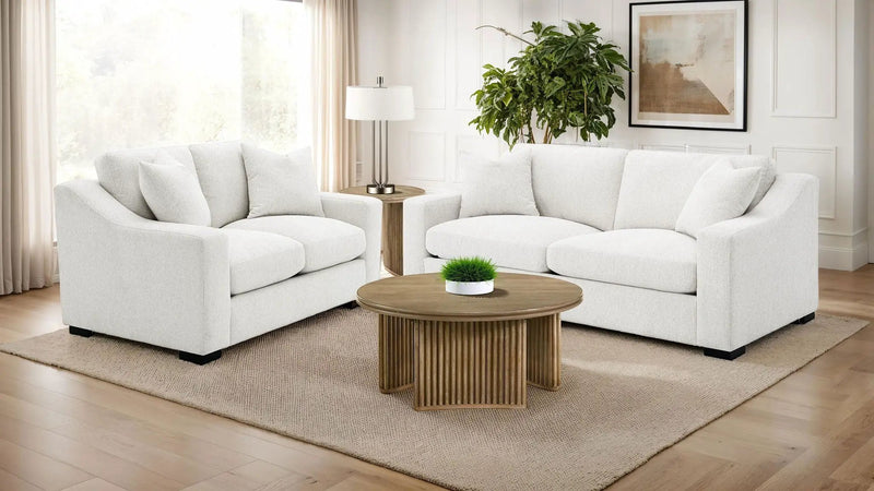 Ashlyn 2-piece Upholstered Track Arm Sofa Set Sand by Unique Piece Furniture