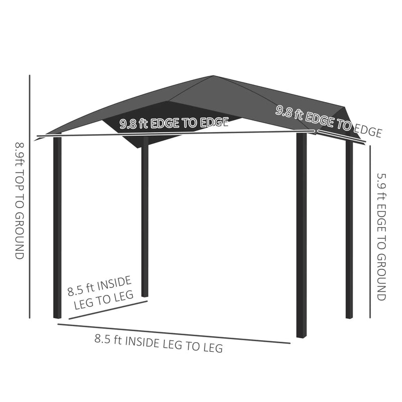 Outsunny - 10' x 10' Soft Top Patio Gazebo Outdoor Canopy With Unique Geometric Design Roof, All-Weather Steel Frame - Gray by Unique Piece Furniture