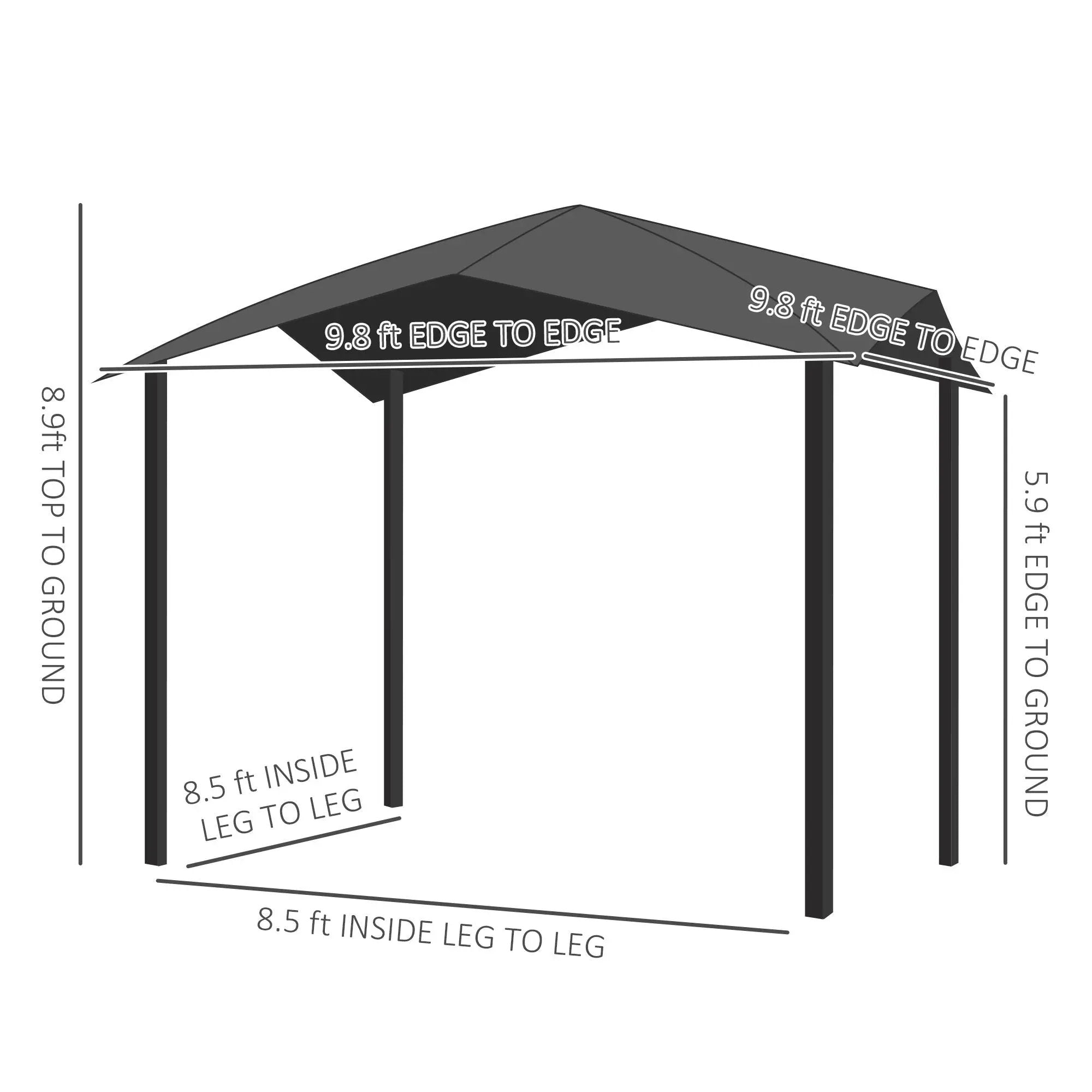 Outsunny - 10' x 10' Soft Top Patio Gazebo Outdoor Canopy With Unique Geometric Design Roof, All-Weather Steel Frame - Gray by HouseOfZazla