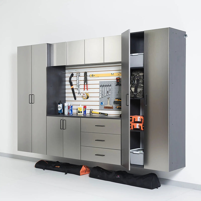 Astro Series - Garage Cabinet Set A With Soft Closing Drawers - Metallic Gray by HouseOfZazla