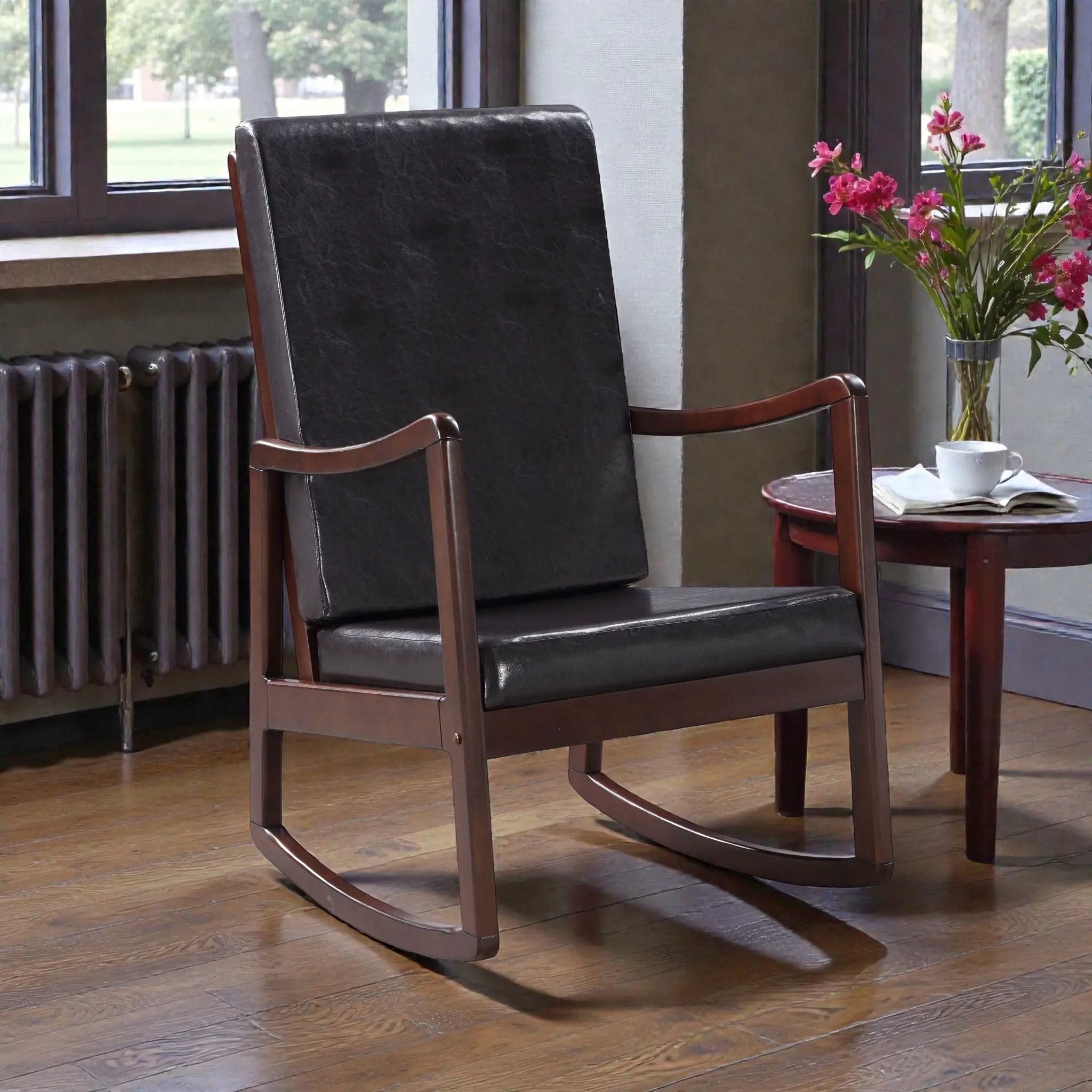 Raina - Synthenic Leather Rocking Chair - Espresso by HouseOfZazla