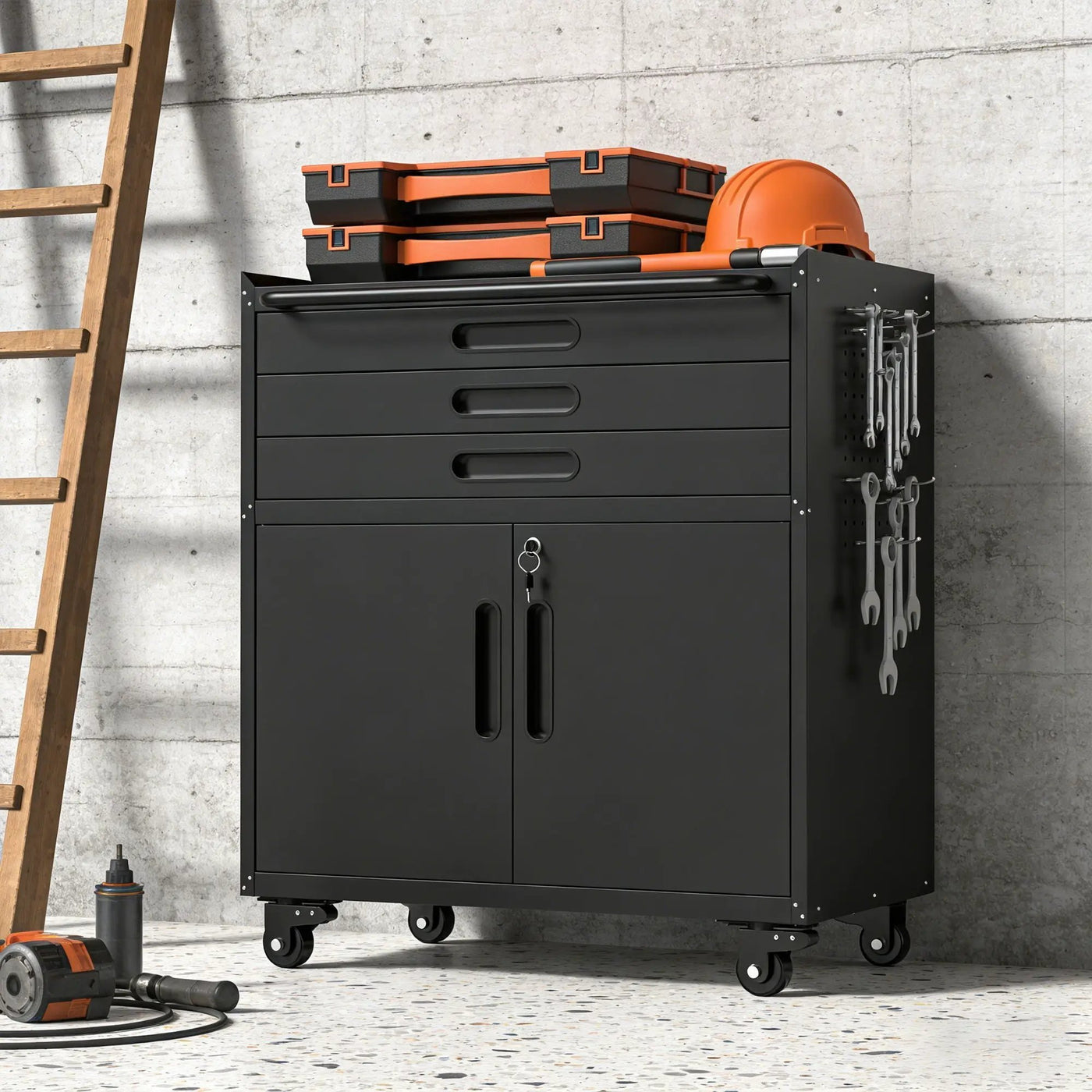 Rolling Tool Cabinet Heavy Duty Garage Storage With Lockable Doors by HouseOfZazla