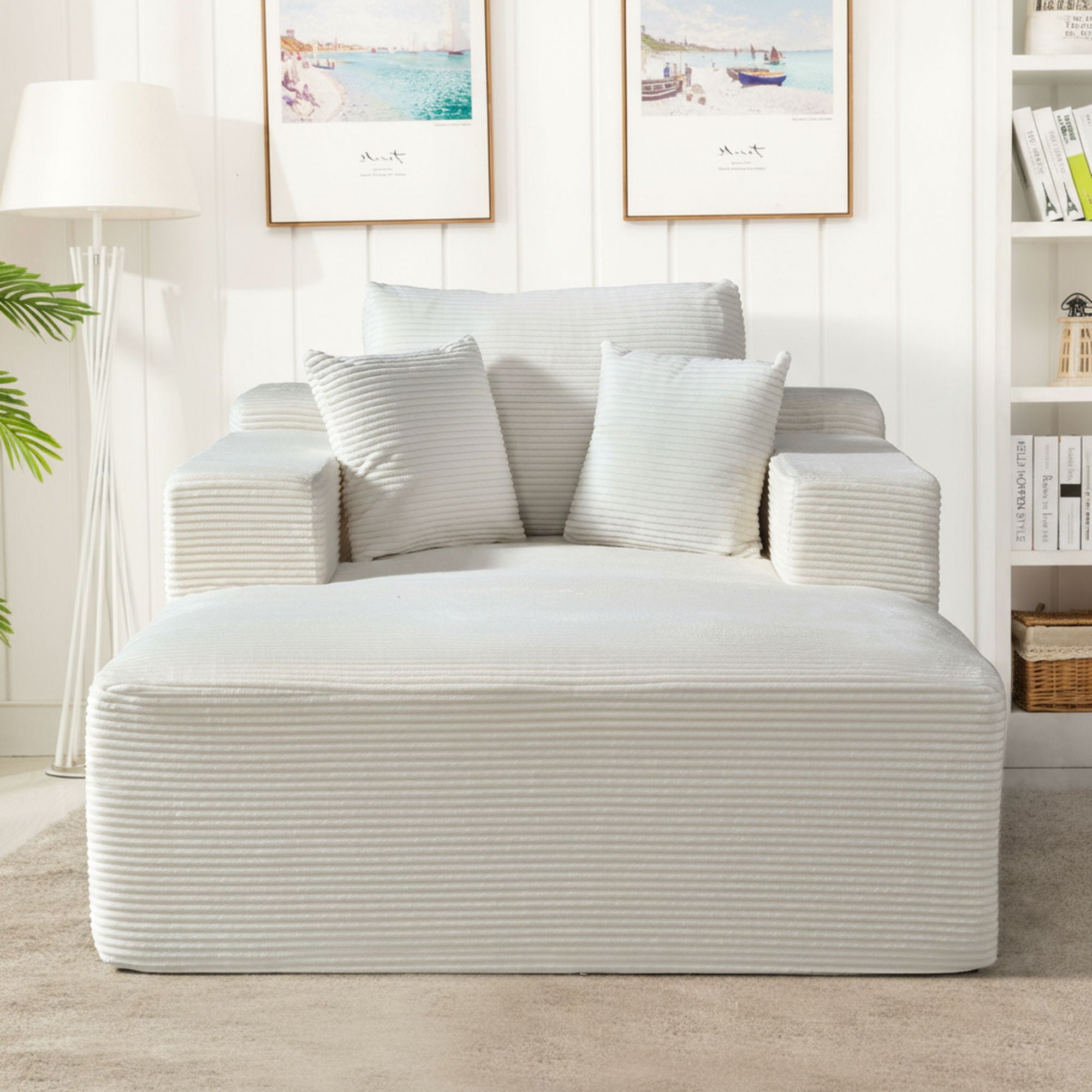 Convertible Chaise Lounge Chair With Wide Armrest & Throw Pillows by HouseOfZazla