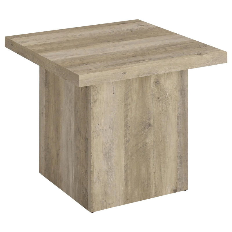Devar Square Engineered Wood End Table Distressed Pine by Unique Piece Furniture