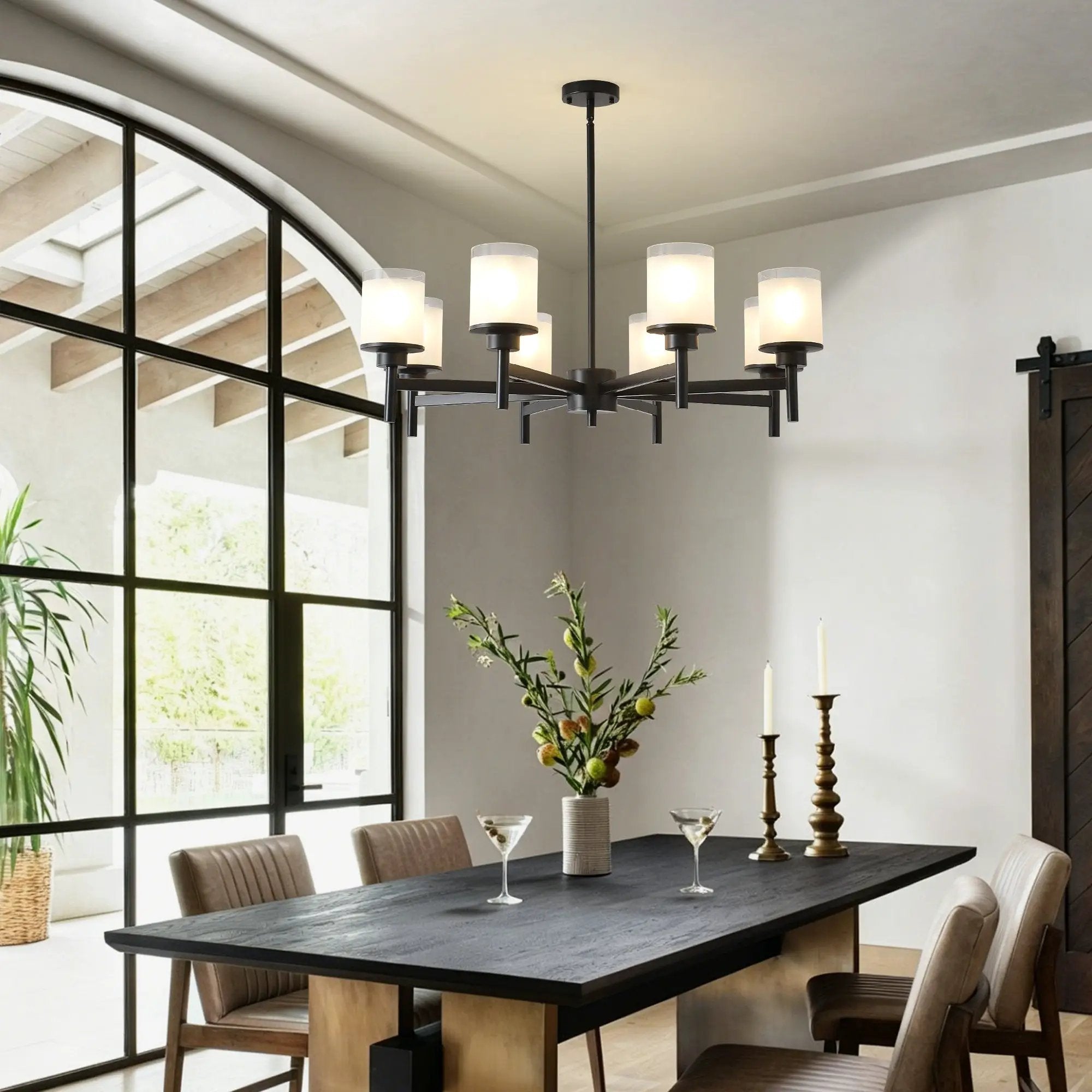 8-Light Frosted Glass Farmhouse Chandelier by HouseOfZazla