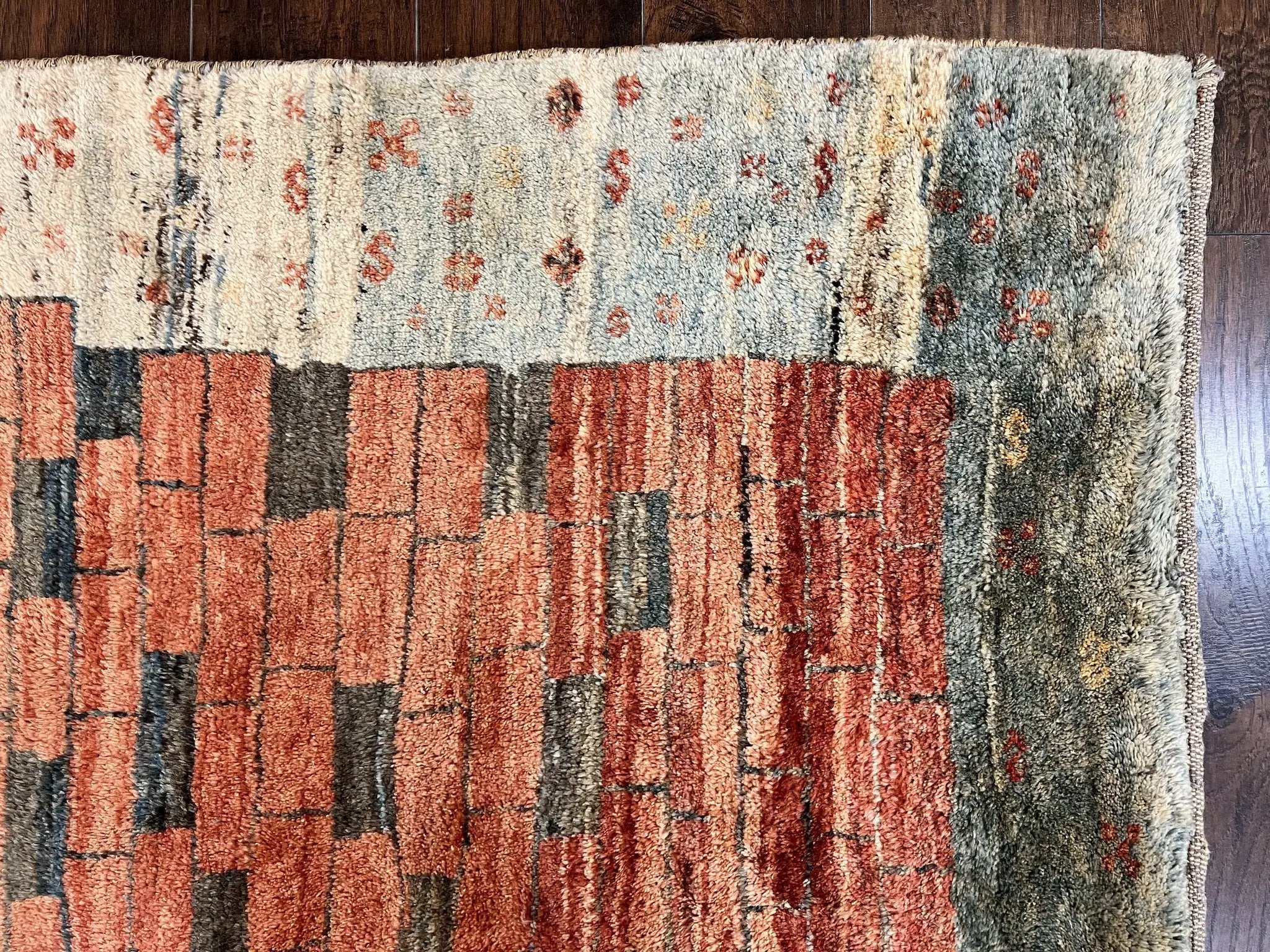 Persian Gabbeh Rug 6x8 ft, Wool Handmade Tribal Rug by Jewel Rugs