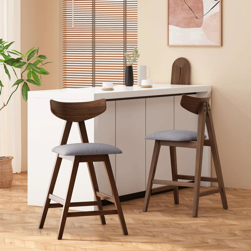 Mid Century Modern Counter Stool With V Shape Frame And Upholstered Seating by HouseOfZazla