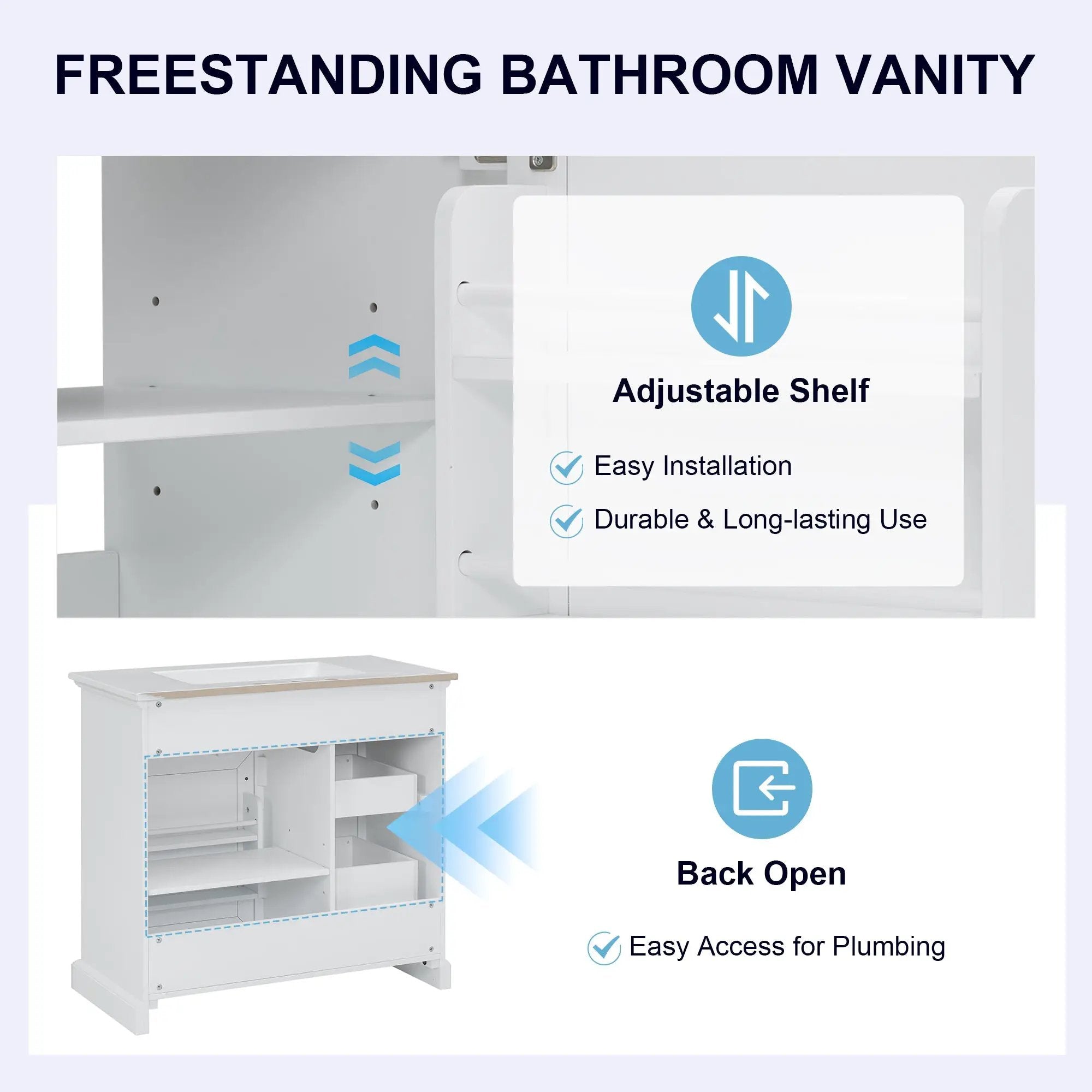 36-Inch Bathroom Vanity with Ceramic Sink Top by HouseOfZazla
