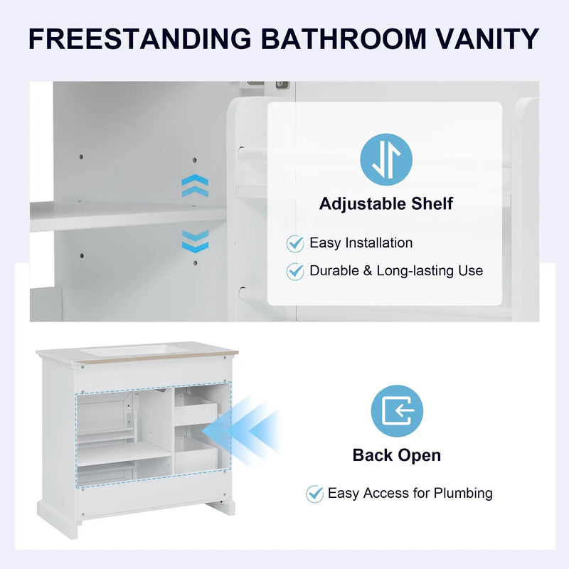 36-Inch Bathroom Vanity with Ceramic Sink Top by HouseOfZazla