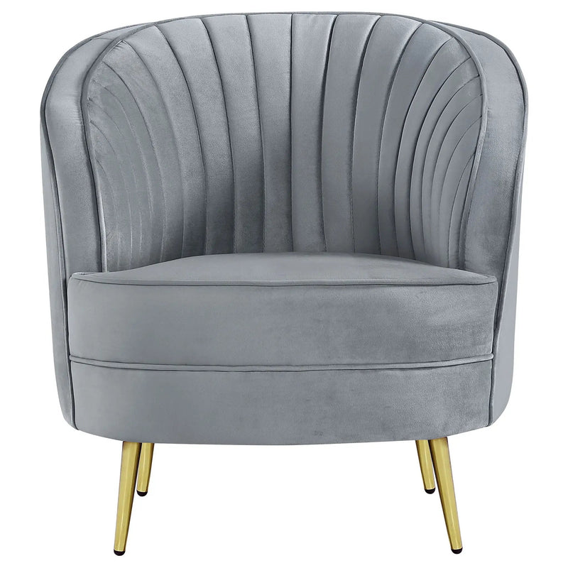 Sophia Upholstered Channel Tufted Barrel Accent Chair Grey by Unique Piece Furniture