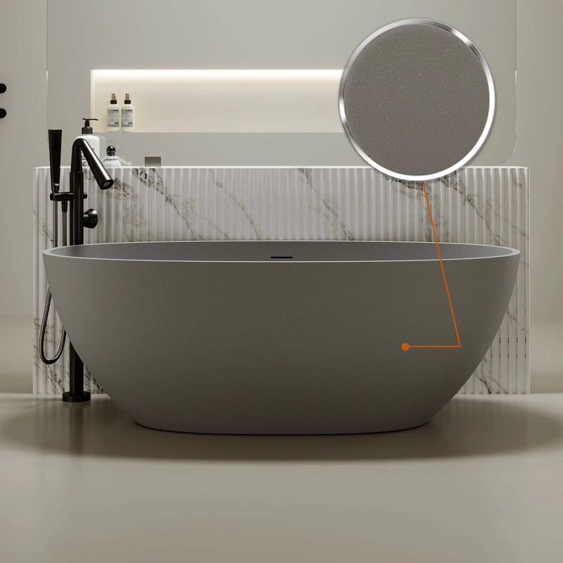 63" Freestanding Bathtub Resin Stone Soaking Bathtub by HouseOfZazla