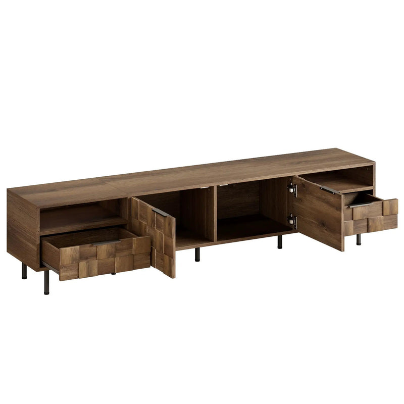 TV Stand With 2 Drawers, Media Console Table For TVs Up To 85'' - Natural by HouseOfZazla