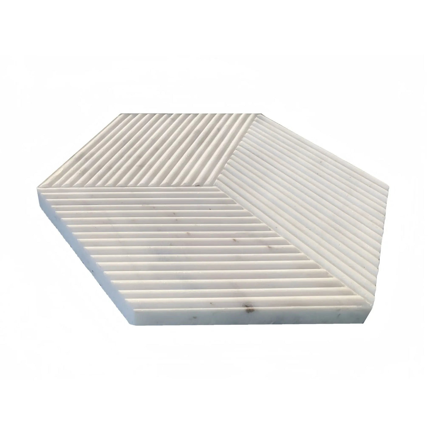Hexagon Natural Stone Marble Tile, 3D Fluted (Set of 12) by HouseOfZazla