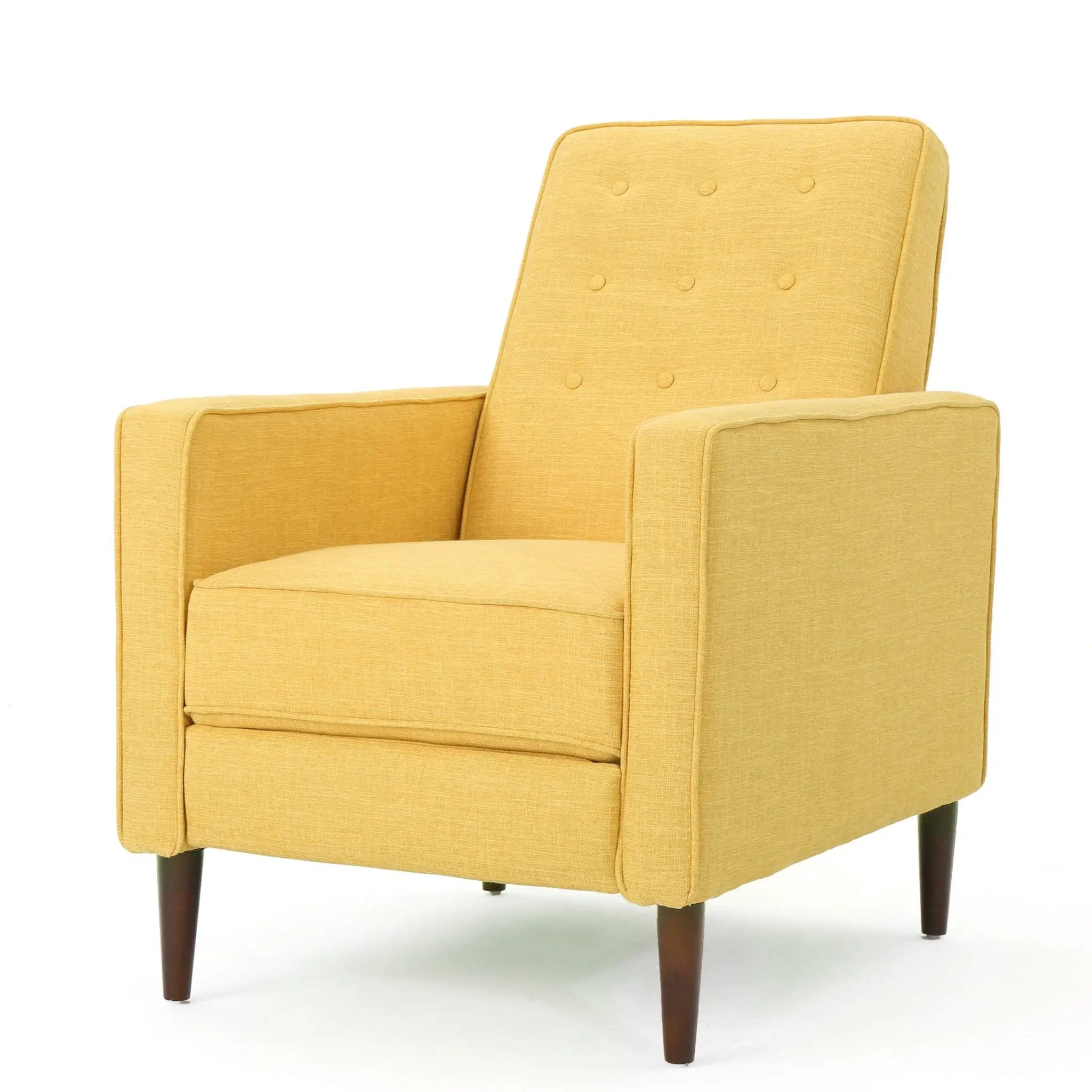 Mid - Century Modern Recliner With Button Tufted Waffle Stitch - Yellow by Unique Piece Furniture