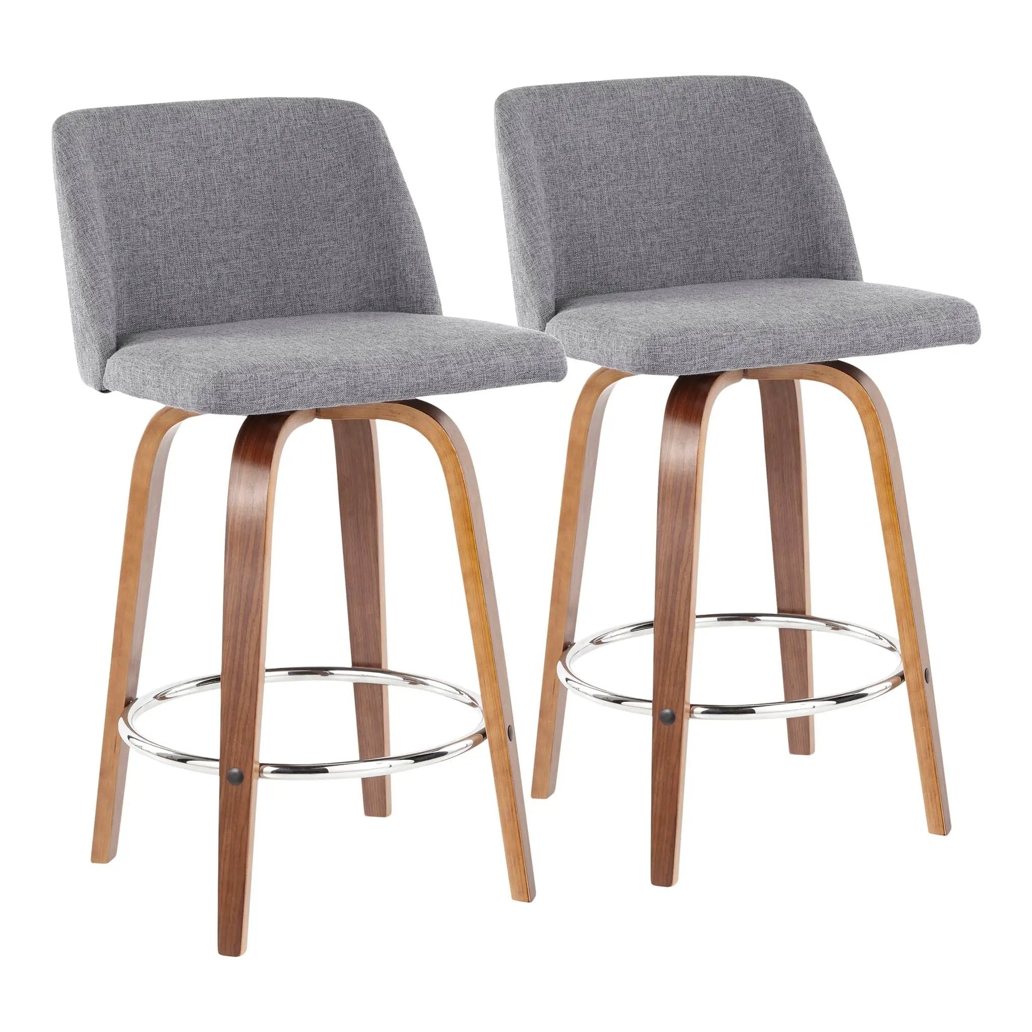 Toriano - Mid-Century Modern Fixed Height Counter Stool With Round Footrest (Set of 2) by HouseOfZazla