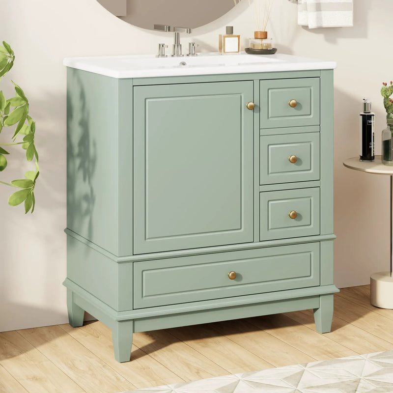Freestanding Bathroom Vanity With Sink, Soft Close Door, 3 Drawers by HouseOfZazla