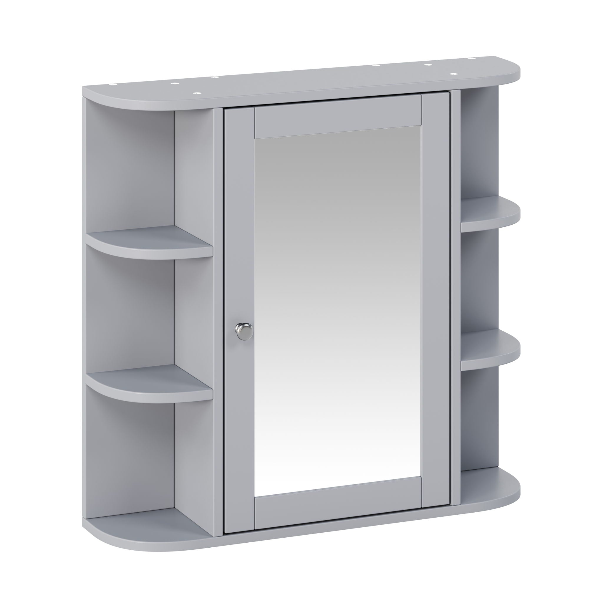 Bathroom Wall Storage Cabinet With Mirror And Adjustable Shelf, 6 Open Shelves by HouseOfZazla