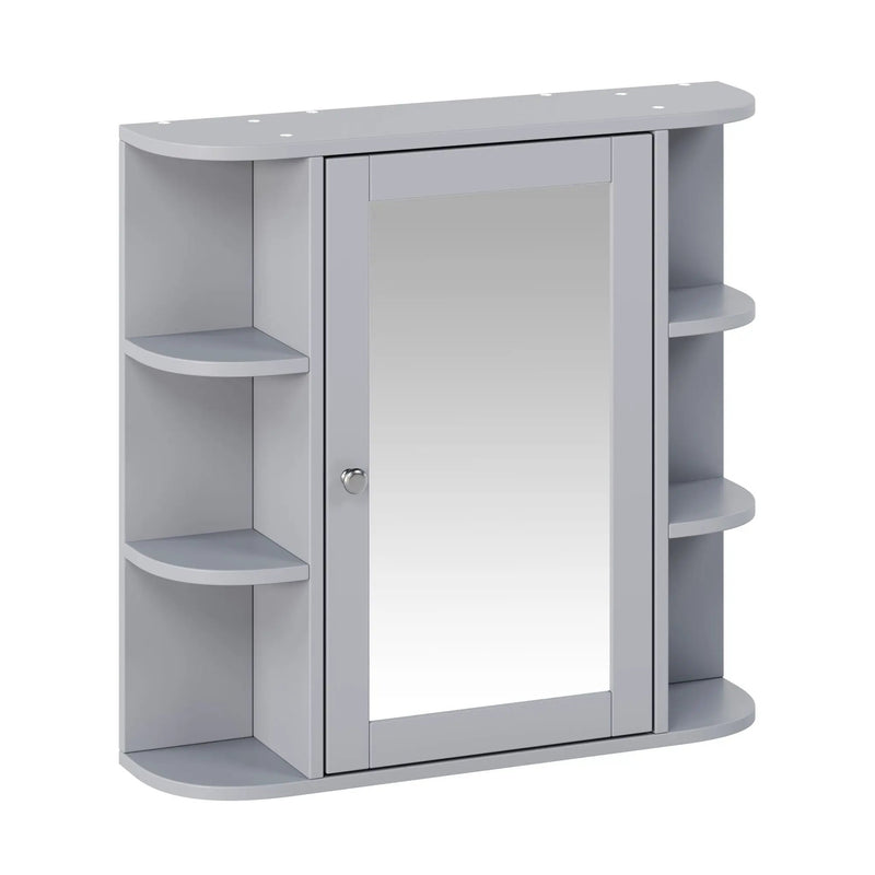 Bathroom Wall Storage Cabinet With Mirror And Adjustable Shelf, 6 Open Shelves by HouseOfZazla