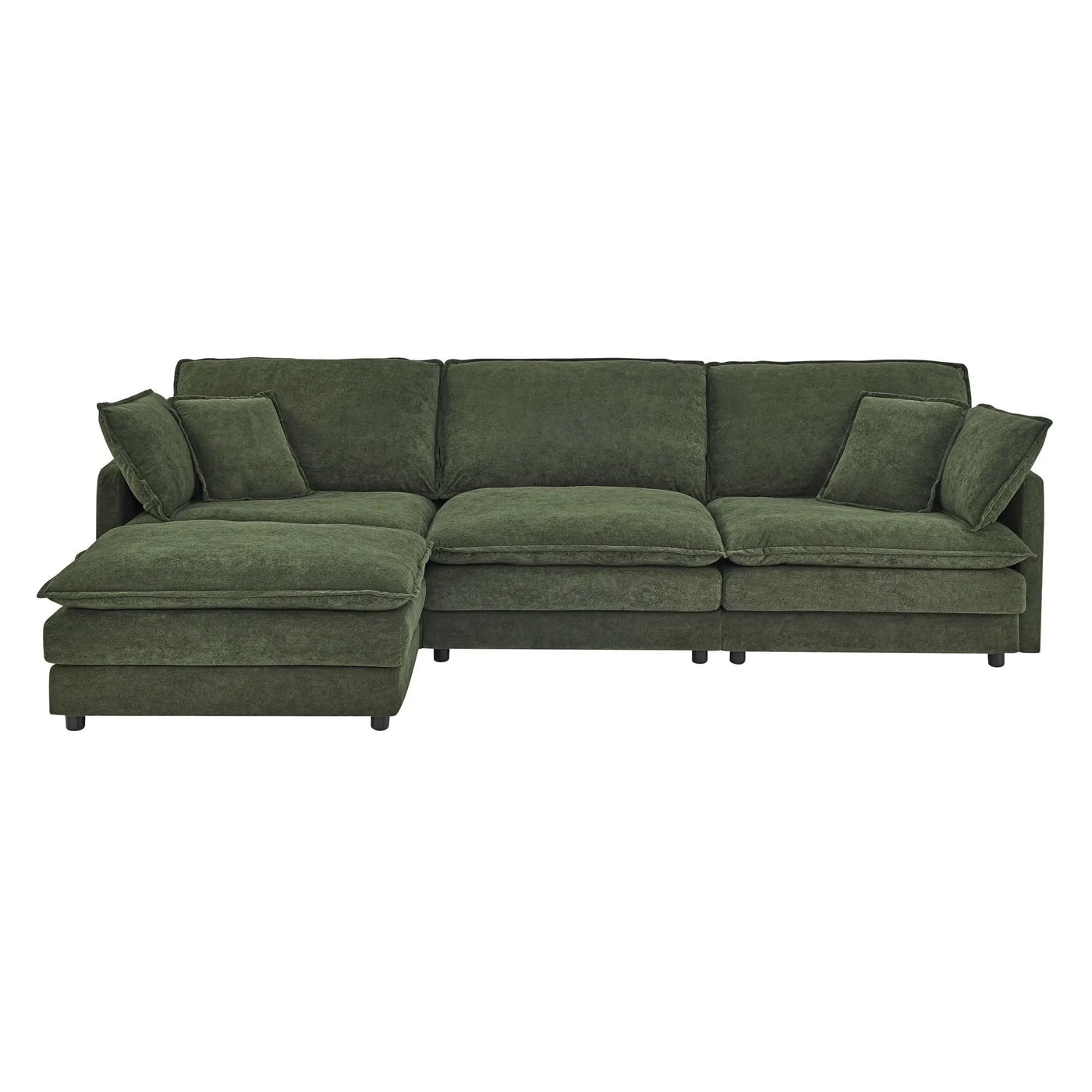 L-Shaped Sectional Sofa With Ottoman, Convertible 4 Seater Couch by HouseOfZazla