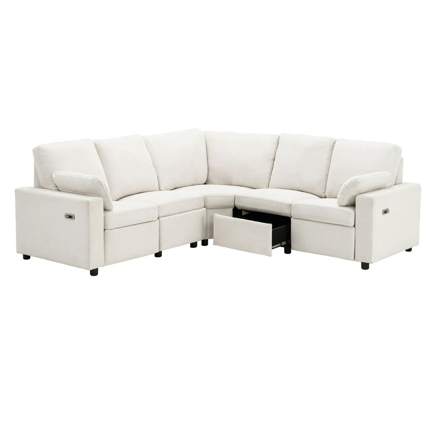 Power Recliner Sectional Sofa Home Theater Reclining Sofa With Two USB Ports, Two Storage Drawers For Living Room by HouseOfZazla