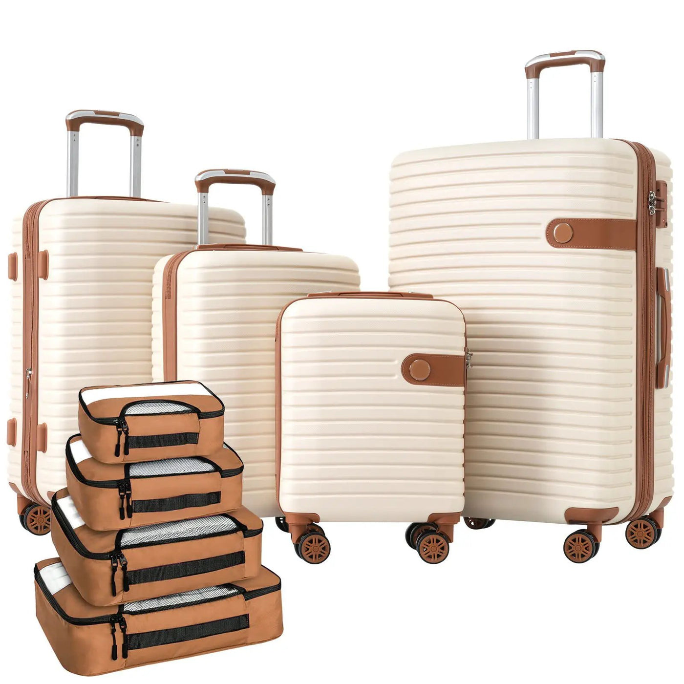 4 Piece Luggage Suitcase Set, Hard Shell Lightweight Expandable Travel Luggage With 4 Packing Cubes by HouseOfZazla