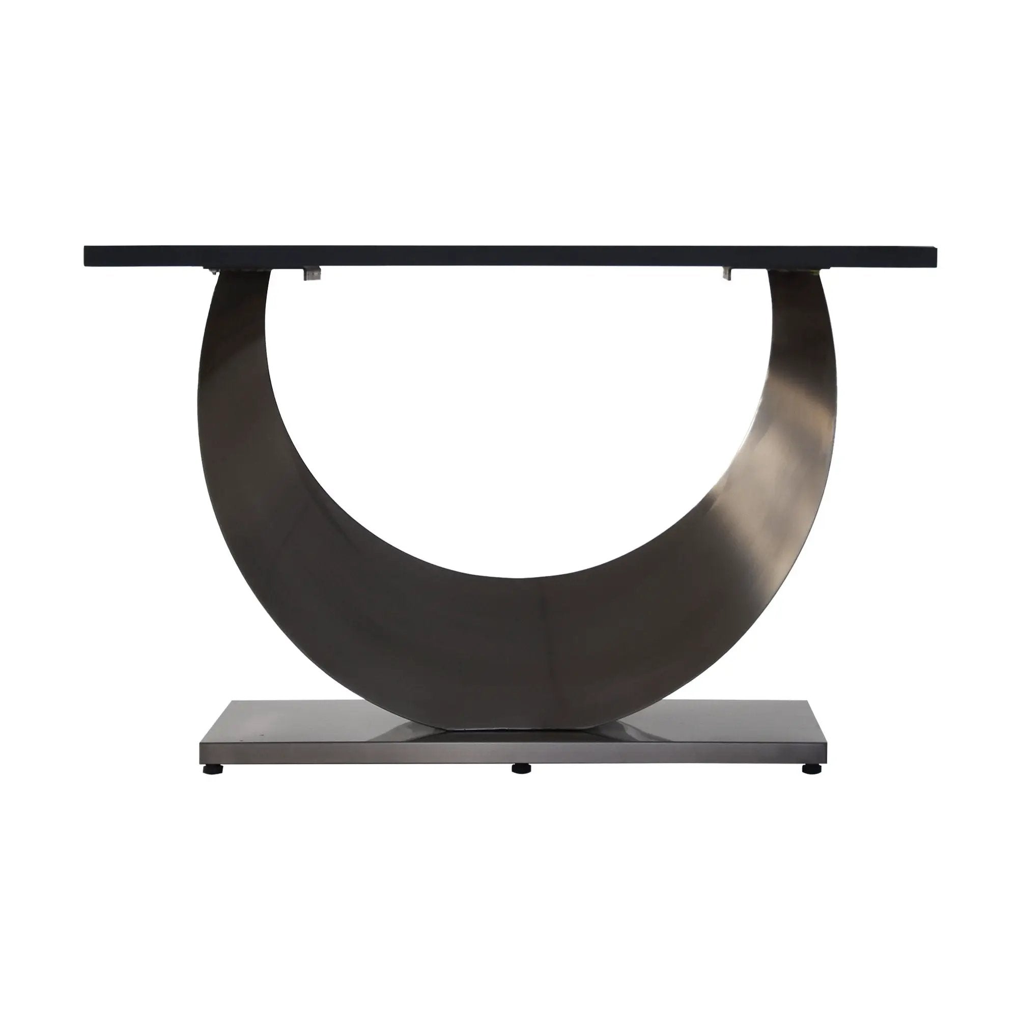 70.87" Modern Artificial Stone Crescent-Shaped Metal Legs, Can Accommodate 6-8 People - White / Black by HouseOfZazla