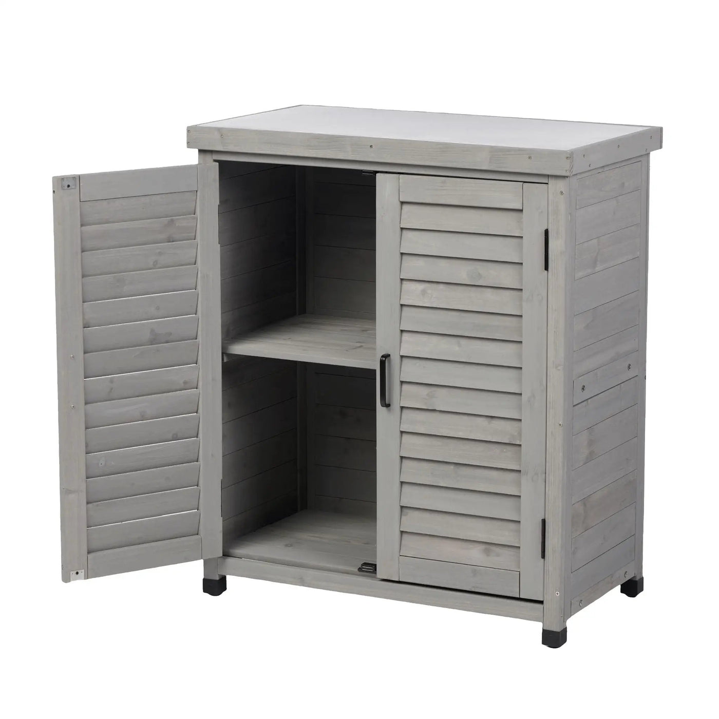 Potting Bench With Storage Cabinet And Metal Table Top For Outdoor by HouseOfZazla